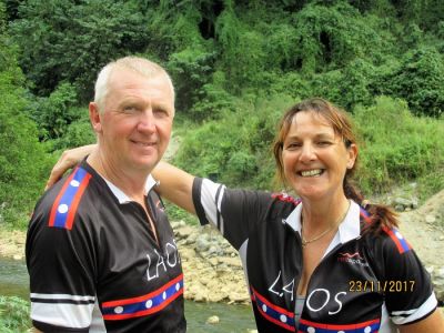 Michael and Christine Lawton Cycling on the  tour with redspokes